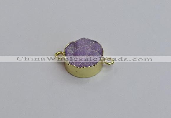 NGC5965 15mm coin plated druzy agate connectors wholesale