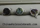 NGC6005 12mm coin plated druzy agate connectors wholesale