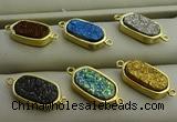 NGC6027 10*16mm oval plated druzy agate connectors wholesale