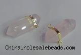 NGC665 10*35mm - 15*40mm faceted nuggets rose quartz connectors