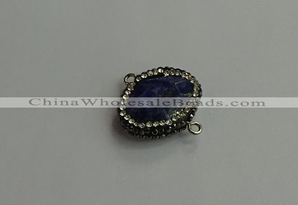 NGC6664 18*25mm faceted freeform lapis lazuli connectors