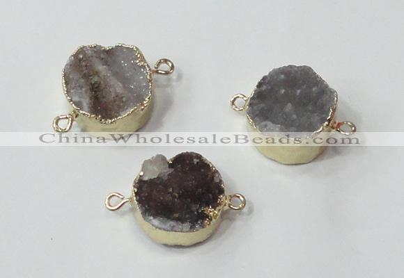 NGC683 14mm - 16mm coin druzy agate connectors wholesale