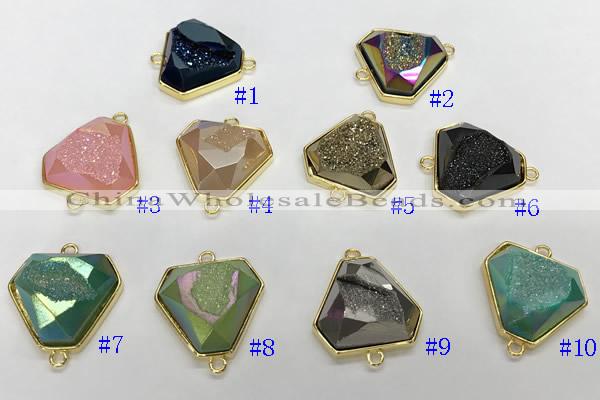 NGC7002 20*20mm faceted plated druzy agate connectors