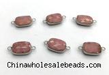 NGC7033 11*15mm faceted rectangle pink wooden jasper connectors