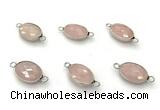 NGC7047 11*15mm faceted oval rose quartz connectors