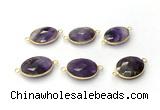 NGC7052 17*22mm faceted oval amethyst connectors