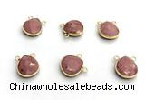 NGC7069 14mm faceted flat teardrop pink wooden jasper connectors