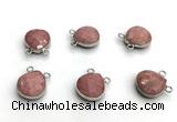 NGC7074 14mm faceted flat teardrop pink wooden jasper connectors