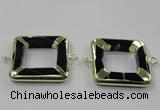 NGC885 35*35mm square black agate connectors wholesale