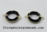 NGC887 30mm donut black agate connectors wholesale