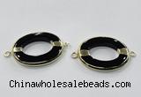 NGC888 30*40mm oval black agate connectors wholesale