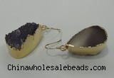 NGE04 12*25mm - 15*30mm freeform druzy amethyst earrings wholesale