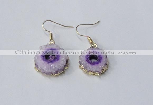 NGE122 8*12mm - 12*16mm freeform druzy agate gemstone earrings