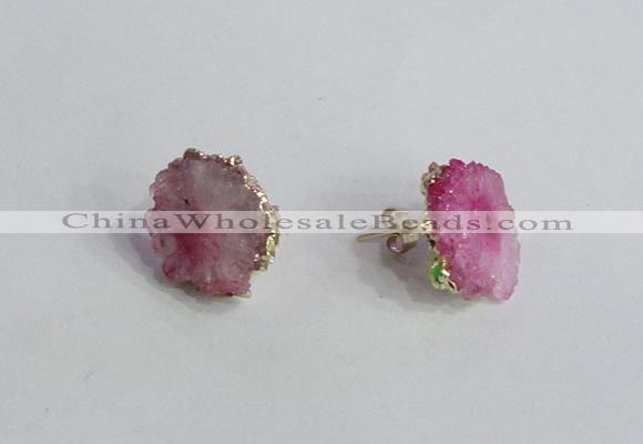 NGE141 12*14mm - 15*18mm freeform druzy agate gemstone earrings