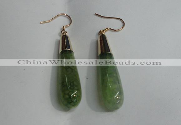 NGE16 10*40mm teardrop agate gemstone earrings wholesale