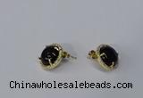 NGE186 12mm flat round agate gemstone earrings wholesale