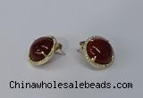 NGE188 15mm flat round agate gemstone earrings wholesale