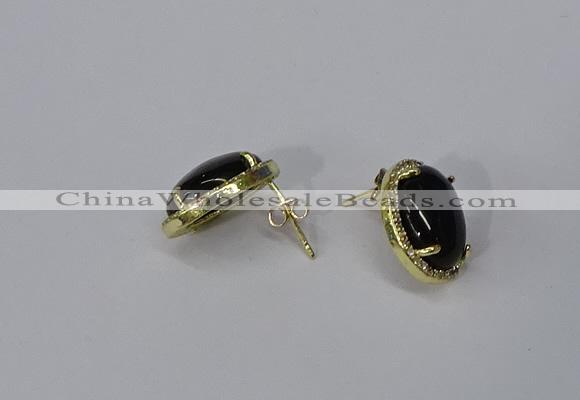 NGE198 10*14mm oval agate gemstone earrings wholesale