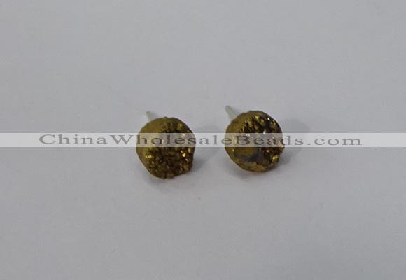 NGE216 8mm coin druzy agate gemstone earrings wholesale