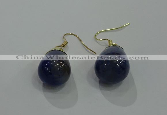 NGE237 15*20mm teardrop agate gemstone earrings wholesale