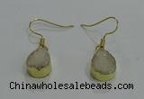 NGE242 10*12mm teardrop druzy agate gemstone earrings wholesale