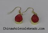 NGE245 10*12mm teardrop druzy agate gemstone earrings wholesale