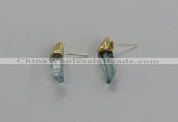 NGE255 5*18mm - 6*22mm sticks dyed white crystal earrings