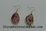 NGE260 13*18mm - 15*20mm freeform druzy agate earrings