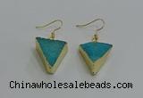 NGE269 18*22mm - 20*22mm triangle druzy agate earrings