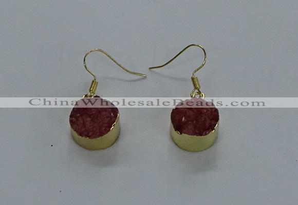 NGE279 15mm - 16mm coin druzy agate gemstone earrings wholeasle