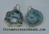 NGE31 30*35mm - 35*40mm freeform plated druzy agate earrings