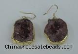 NGE37 20*25mm - 25*30mm freeform plated druzy agate earrings