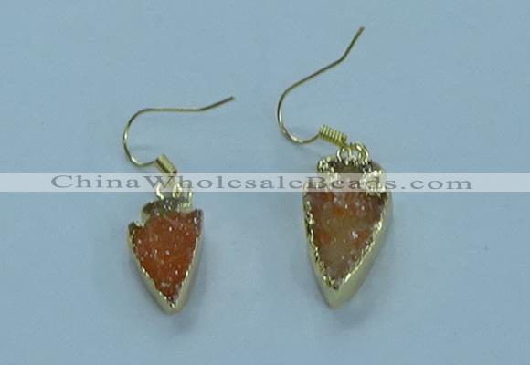 NGE381 9*18mm - 10*20mm arrowhead druzy agate earrings wholesale