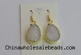 NGE401 15*20mm teardrop AB-color druzy agate gemstone earrings