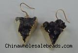 NGE41 18*22mm - 20*25mm triangle druzy amethyst earrings