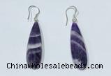 NGE410 10*35mm flat teardrop dogtooth amethyst earrings