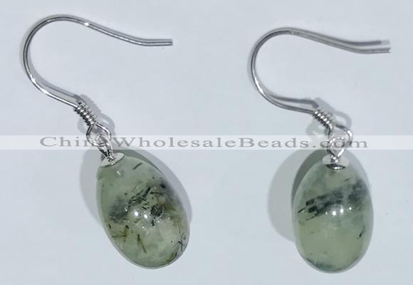 NGE420 10*14mm teardrop green rutilated quartz earrings earrings wholesale