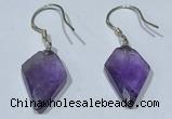 NGE423 11*16mm arrowhead-shaped amethyst earrings wholesale