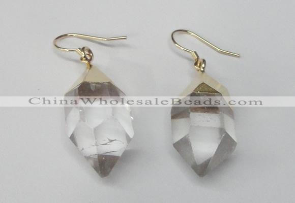 NGE43 12*20mm - 15*25mm faceted nuggets white crystal earrings