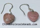 NGE430 10*10mm heart-shaped rhodonite earrings wholesale