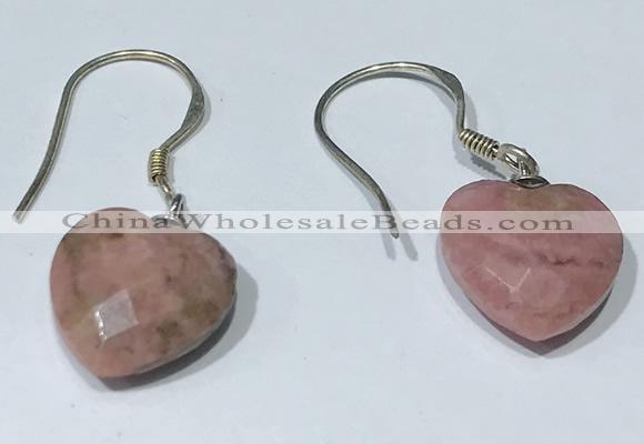 NGE430 10*10mm heart-shaped rhodonite earrings wholesale