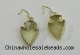 NGE5001 16*20mm - 18*25mm arrowhead lemon quartz earrings