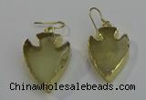 NGE5008 20*30mm - 25*30mm arrowhead lemon quartz earrings