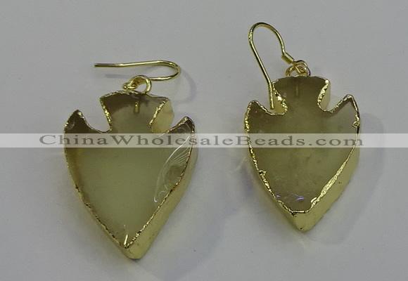 NGE5008 20*30mm - 25*30mm arrowhead lemon quartz earrings