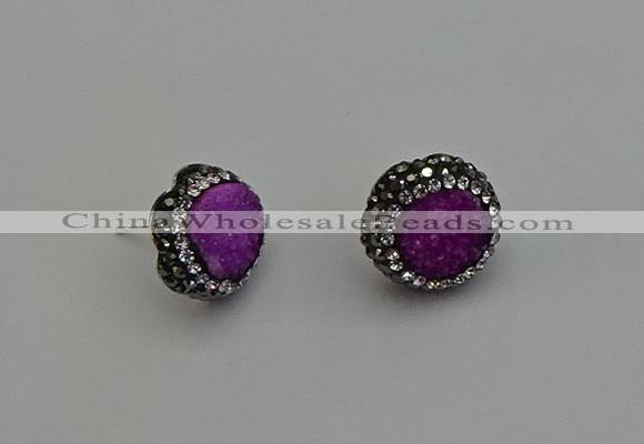 NGE5017 12mm freeform druzy agate gemstone earrings wholesale