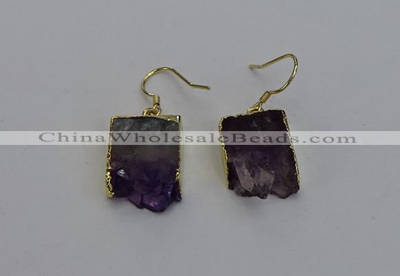 NGE5025 15*16mm - 15*20mm freeform druzy amethyst earrings