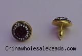 NGE5033 12mm - 14mm coin plated druzy agate gemstone earrings