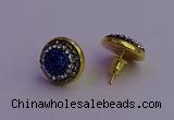 NGE5035 12mm - 14mm coin plated druzy agate gemstone earrings