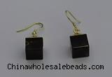 NGE5088 10*15mm cube smoky quartz gemstone earrings wholesale