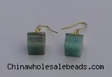 NGE5092 10*15mm cube amazonite gemstone earrings wholesale